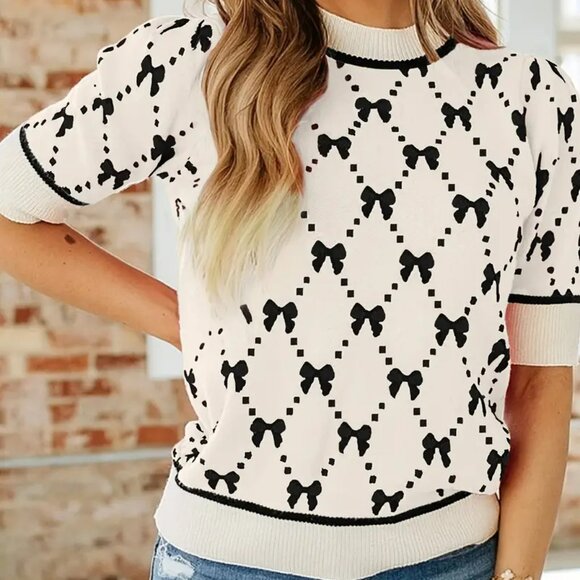 NEW! BEAUTIFUL TRENDY BOW KNOT SWEATER - Picture 4 of 5